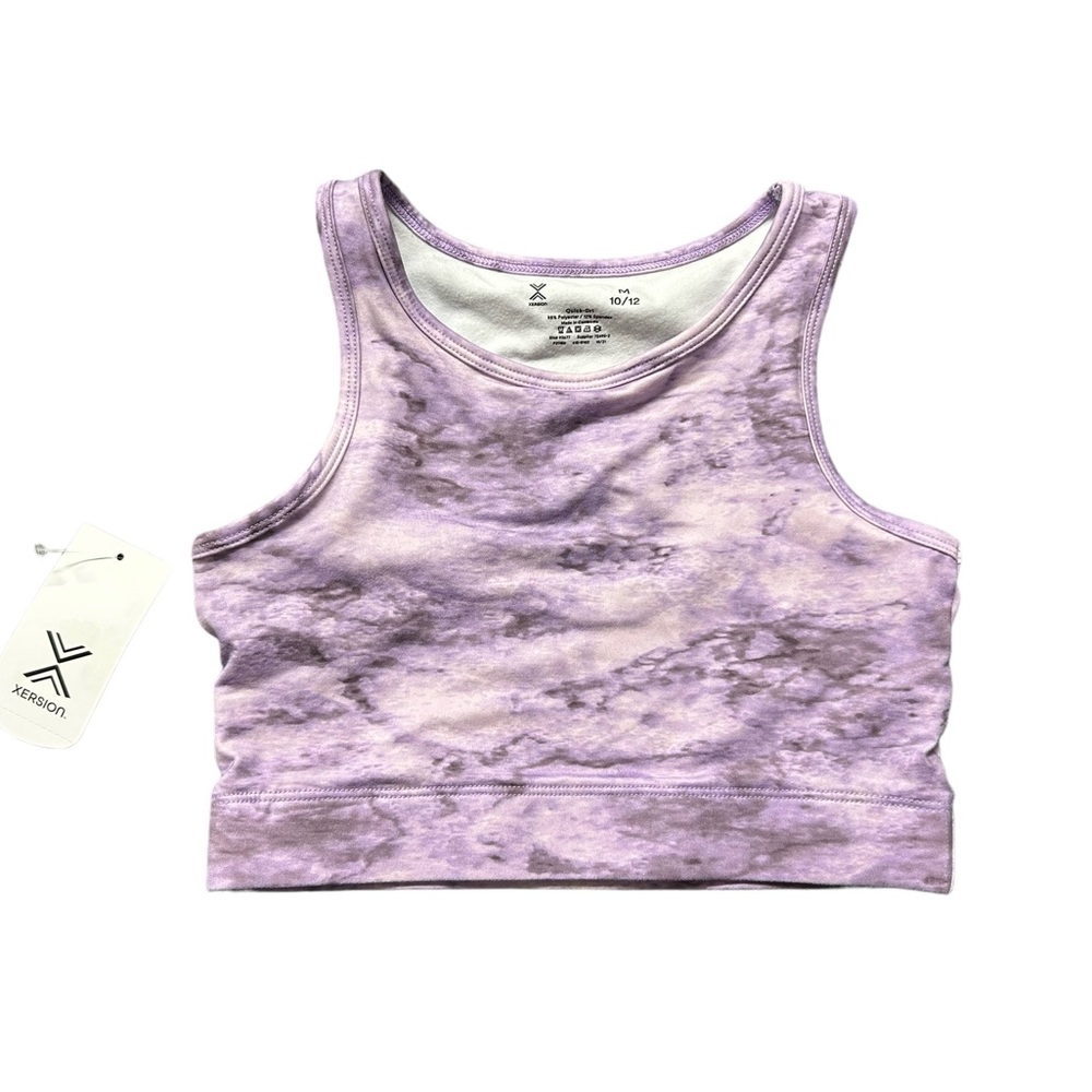 XERSION girls 10/12 Medium althletic long line cropped sports bra top NWT